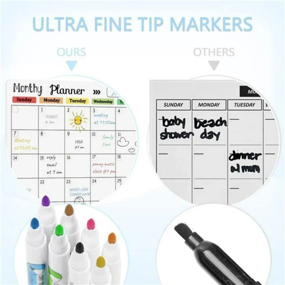 Hivillexu Magnetic Dry Erase Calendar 3 Pack Monthly Weekly Daily Planner Fridge